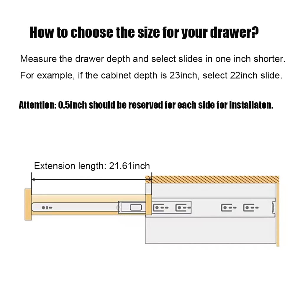 10 Pair of 22 Inch Drawer Slides,100 LB Capacity Full Extension Side Mount Drawer Rails