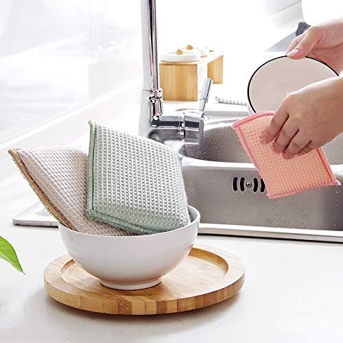 JEBBLAS 8Pack Bamboo Natural Kitchen Sponges Dish Sponge Cleaning Sponge Heavy Duty Scrub Sponge for Cleaning Kitchen and Household Pink