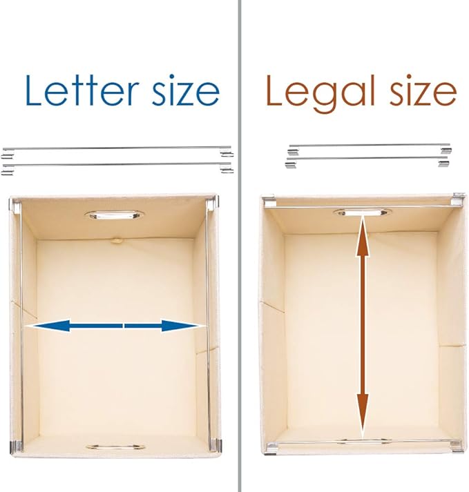 PRANDOM File Organizer Box - Set of 1 Collapsible Decorative Linen Filing Storage Hanging File Folders with Lids Office Cabinet Letter/Legal Size Light Grey (17x14x11.2 inch)