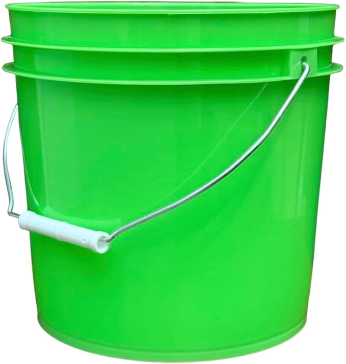 House Naturals 2 Gallon Food Grade - BPA Free Made in USA Buckets Lime Color pails with Screw On Gasket Lids (2, Lime - Orange lids)