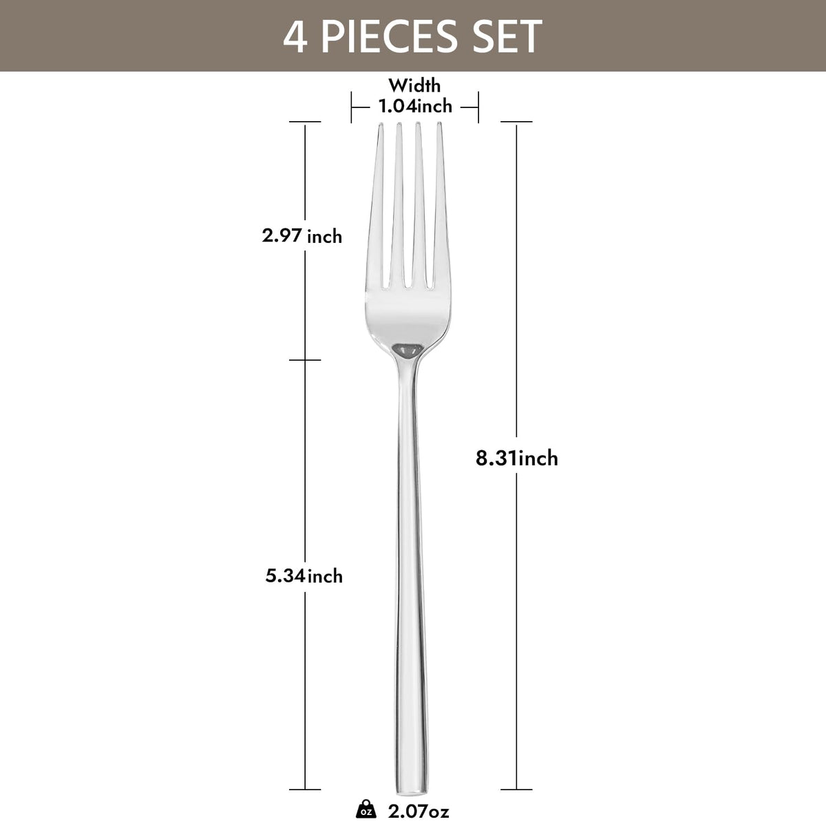 KINGSTONE Dinner Forks Set, 4-Piece Silverware Flatware Cutlery Dessert Forks (8.3-Inch), Forged Food-Grade Stainless Steel, Mirror Finish & Dishwasher Safe, Use for Kitchen, Home, Wedding, Party