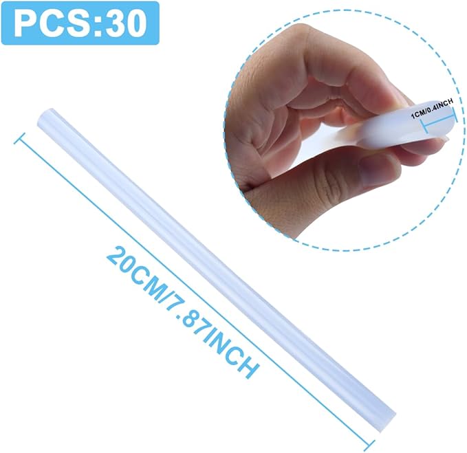 30 Pack Clear Hot Glue Sticks 0.43x8 Inches, Extra Long Strong Adhesive Glue Gun Sticks, Fast Drying, Ideal for DIY Crafts, Arts, Wood, Fabric, Repairs, and Home Projects
