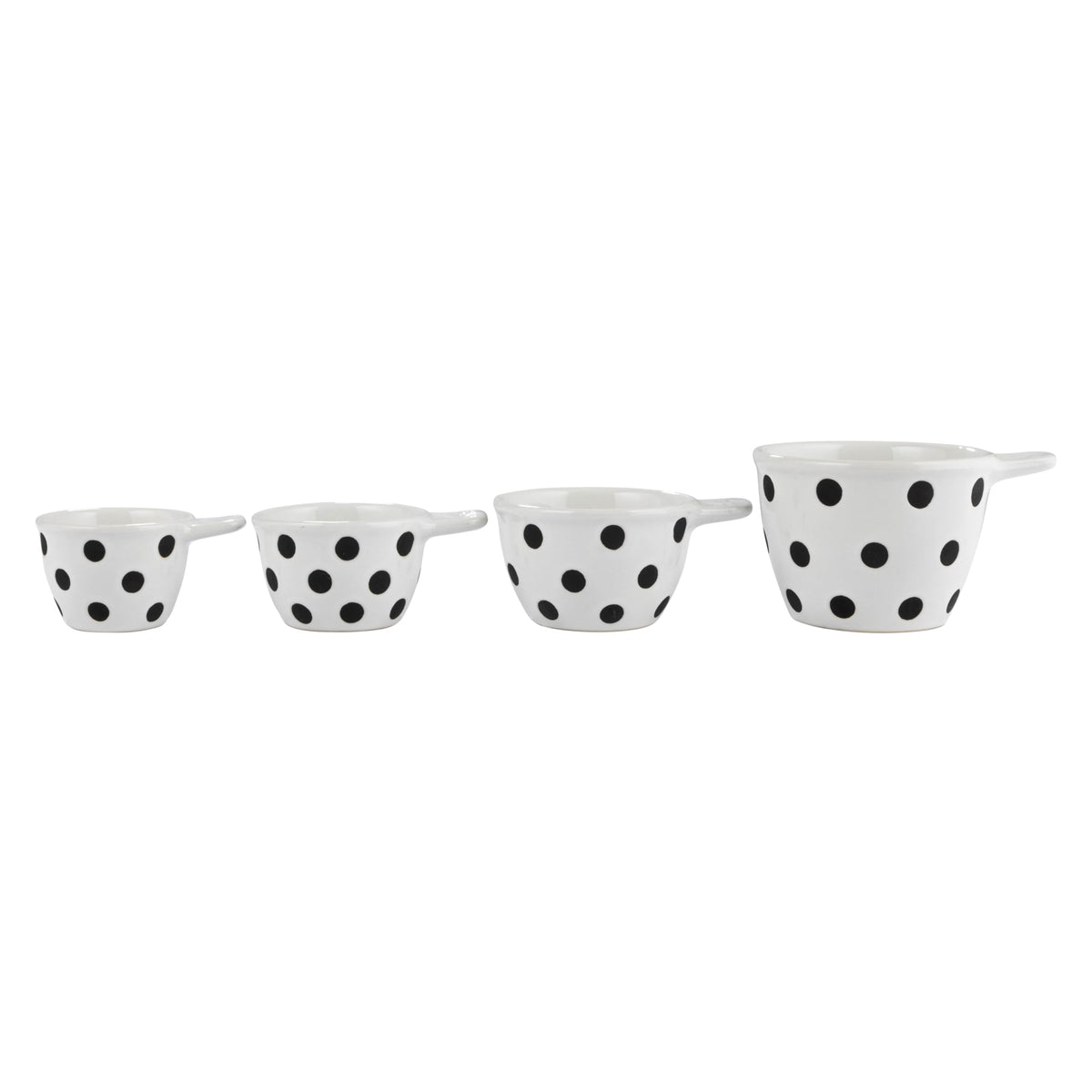 Creative Co-Op Ceramic Measuring Cup, Set of 4, Black and White
