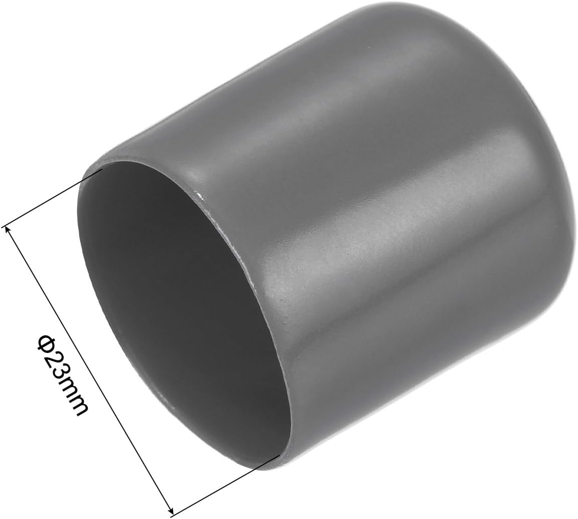 uxcell 20pcs Rubber End Caps 23mm ID Vinyl PVC Round Tube Bolt Cap Cover Screw Thread Protectors Dark Grey