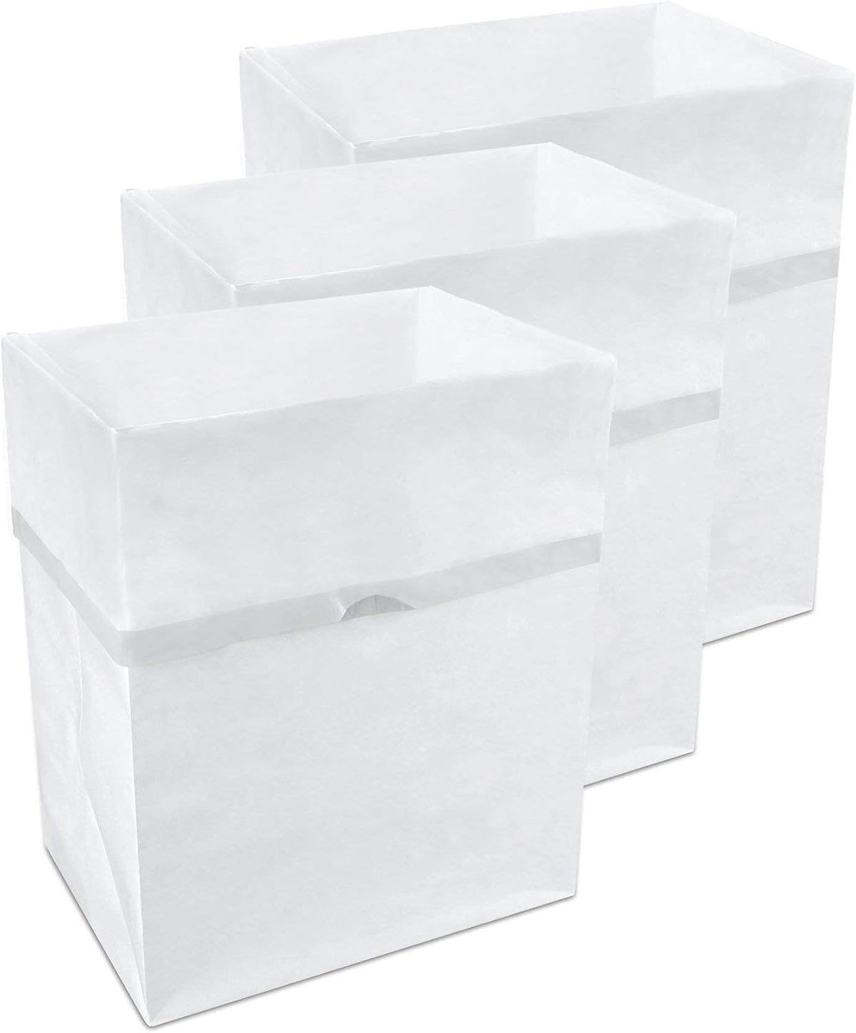 13 Gallon Disposable Pop-Up Trash Cans (3-Pack) with Fitted Bags – Foldable Garbage & Recycling Bins for Parties, Events & Kitchen (White, 17" H x 13.5" W x 10" D)