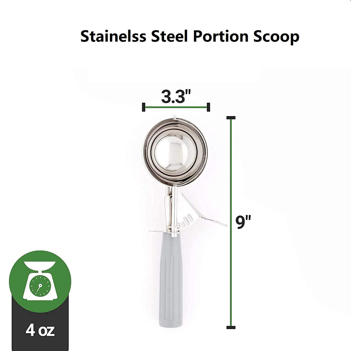 2Pack 4 OZ Portion Scoop Ice Cream Disher with Trigger Release, Stainless Steel Cookie Scoops for Portion Control, Half Cup Scoop for Pastry Dough, Cupcake Batter