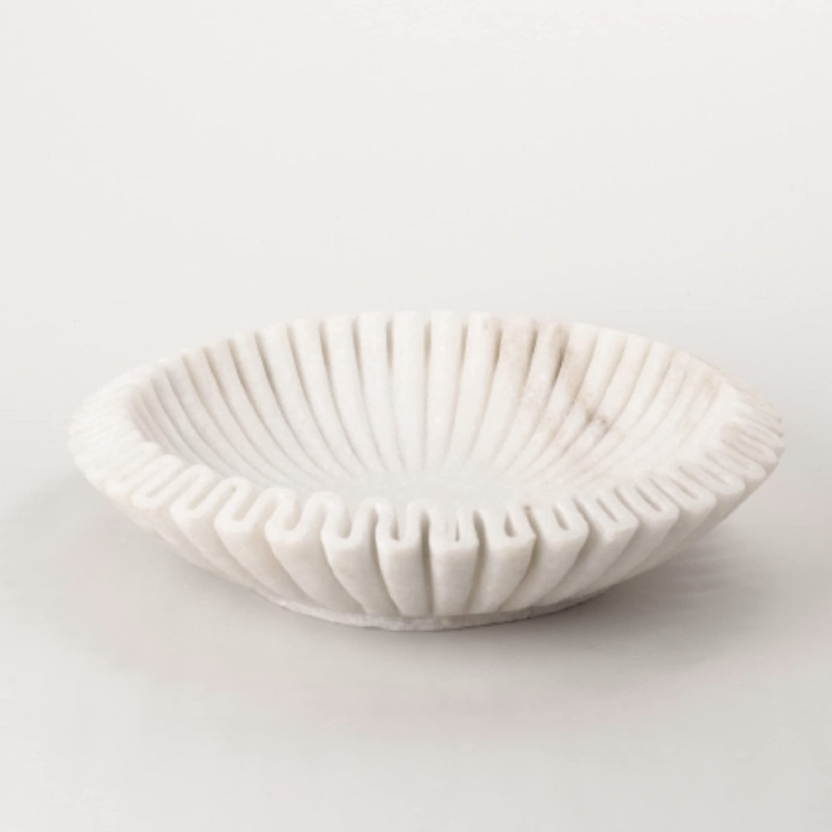 PUSHPA EXPORTS Marble Ruffle Bowl Decorative Marble Scallop Bowl Flower Bowl Fruit Bowl Ruffled Marble Bowl Jewelry Dish Christmas Gift Decorative Bowl (2 Pieces of 6 inch)