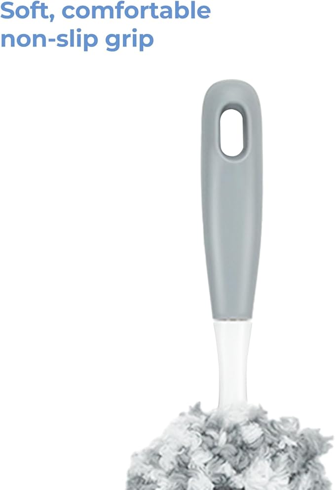 Microfiber Duster with an Extra Washable and Reusable Duster Head, Microfiber Dusters for Household Cleaning, Gray