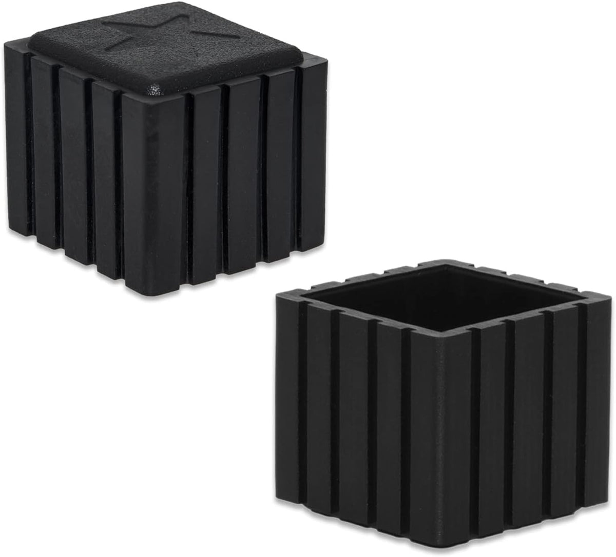 Flyshop Anti-Skid Non-Marking Synthetic Rubber Patio Chair Table Leg Caps Square Furniture Covers 20pcs, Black, 25 mm x 25 mm, 1" x 1"
