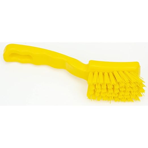 SPARTA 41395EC04 Plastic Scrub Brush, Detail Brush, Kitchen Brush With Hanging Hole For Cleaning, 7 Inches, Yellow, (Pack of 6)