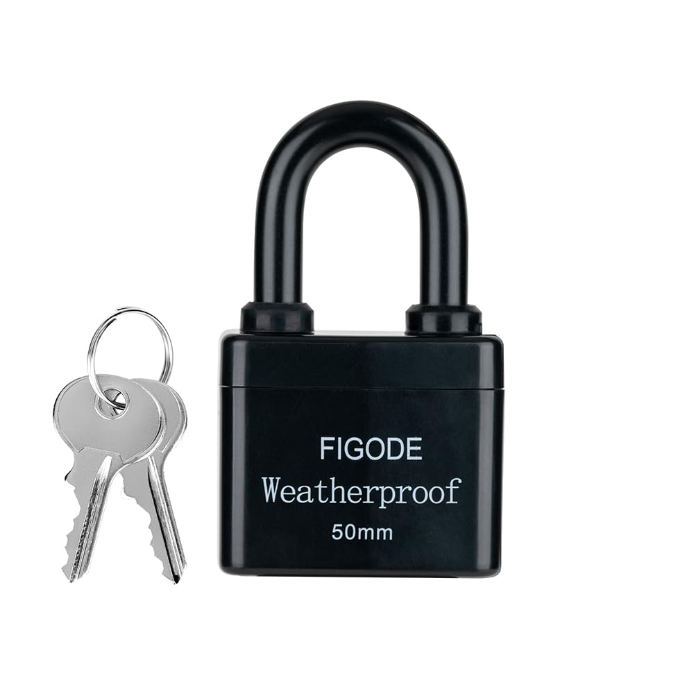 FIGODE® Outdoor Waterproof Padlock, Large Heavy Duty Sturdy Covered Laminated Steel Keyed Lock, 2.2 in. Wide