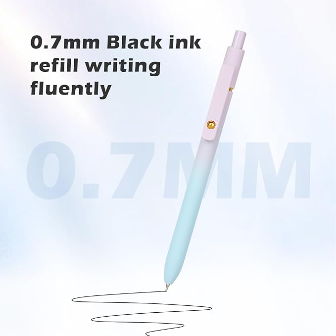 Ddaowanx Gel Pens,0.7mm Quick Dry Black Ink,Fine Point Smooth Writing Pen,Aesthetics Office School Supplies,Gifts for Women,Teen Girl Gifts Trendy Stuff (6 Pcs Gradient, Black)