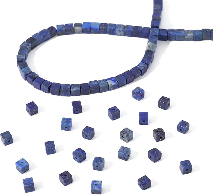 Natural Lapis Lazuli Square Stone Beads 4x4mm 85pcs Cube Loose Semi Gemstone Beads for Jewelry Making Design