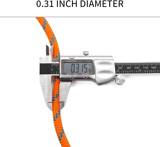NewDoar Static Climbing Rope - 8mm (5/16c) / 10mm (3/8”) Double Braid Accessory Cord for Rock,Hauling, Prusik, Survival - Pre-Cut 20FT, 50FT, 100FT, 165FT Lengths - Outdoor, Fire Rescue Equipment