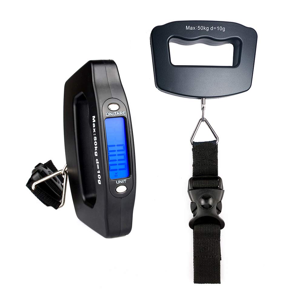 YAGSUW Handheld Digital Luggage Scale with Grip for Travel Portable Electronic Weighing Suitcase and Bag 110Lb/50kg Black