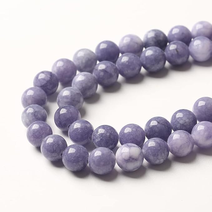 8mm 45pcs Natural Purple Angelite Stone Beads Lavender Gemstone Round Loose Beads for Jewelry Making DIY Bracelet Necklace Earrings
