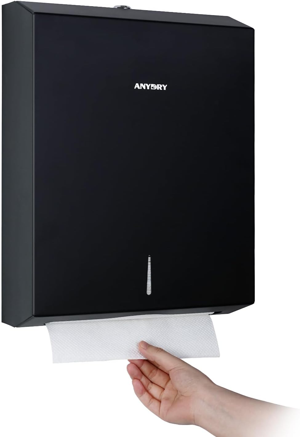 Commercial Paper Towel Dispenser Wall Mount 400-Sheet Capacity Matte Black Stainless Steel Lockable Fits Multifold/Z-Fold Towels (Folded Size â¤ 10.6" x 3.9")