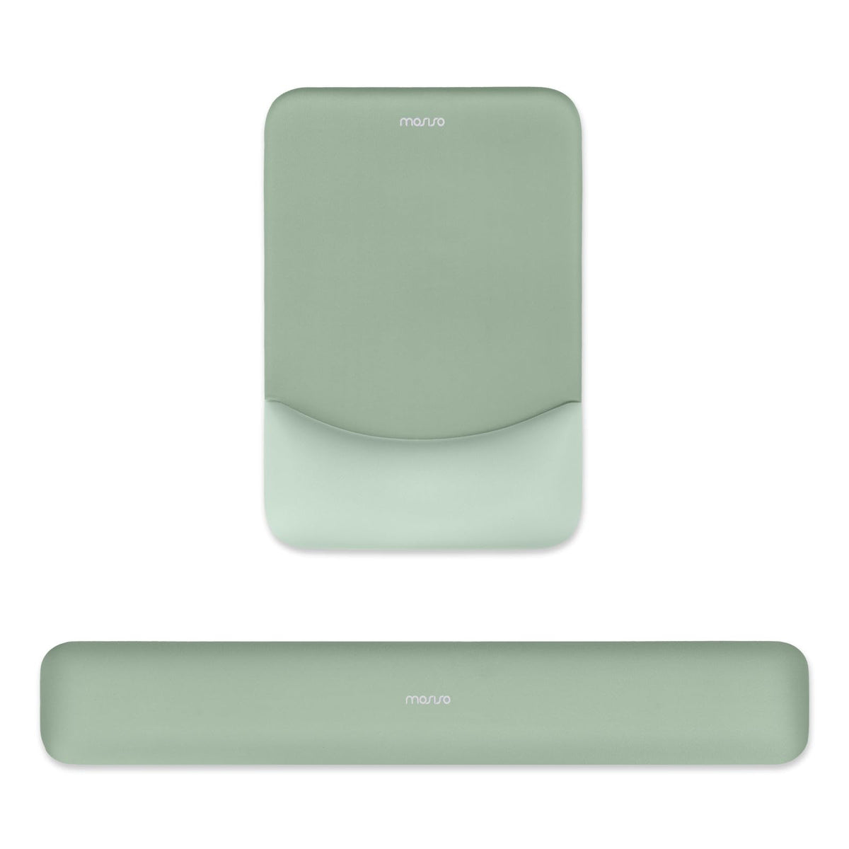 MOSISO Wrist Rest Support for Mouse Pad&Keyboard Set, Rectangular Ergonomic Mousepad Non-Slip Base Home/Office Pain Relief&Easy Typing Pad with Neoprene Cloth&Raised Curved Memory Foam, Green