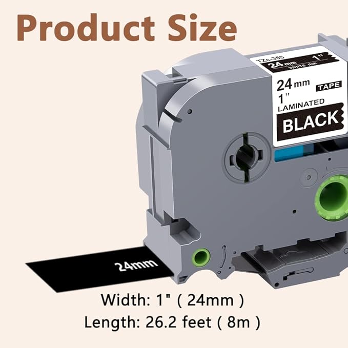 Hehua 24mm Black Tape Compatible for Brother TZe-355 White on Black P Touch Label Tape, TZe355 24mm TZe Label Tape Compatible for Brother TZ Tape 24mm 0.94 Laminated for Ptouch PT-D600 D610, 3 Pack