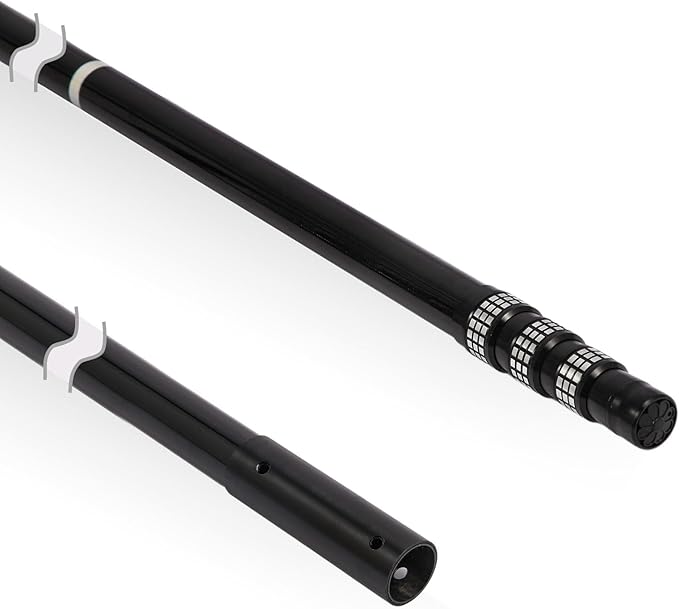Carbon fiber pool pole, 4-section telescopic 15 foot, lightweight and easy to grip adjustable cleaning pole, used for pool cleaning, connected to fishing net, rake, brush, vacuum head cleaning (15FT)
