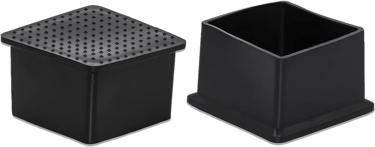 Flyshop Flexible Anti-Scratch PVC Patio Chair Table Leg Caps Tips Floor Protectors Square Furniture Covers, 20pcs, Black, 50 mm x 50 mm, 2" x 2"