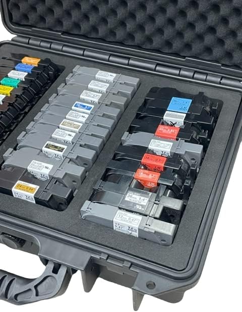 Protective Custom Label Tape Carrying Case for TZe P-Touch Tapes - Holds up to 39 Tapes.