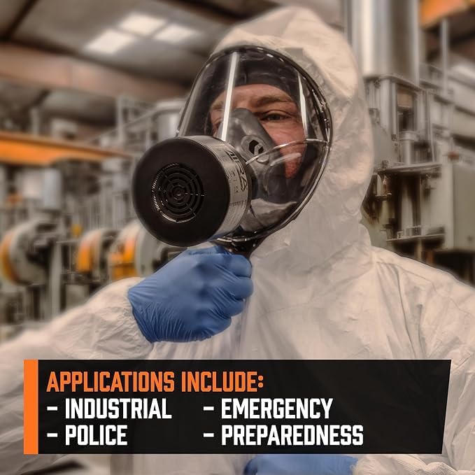 MIRA Safety CM-I01 Full-Face Industrial-Grade Gas Mask with 40mm NATO Filter Compatibility and Advanced Valve Design