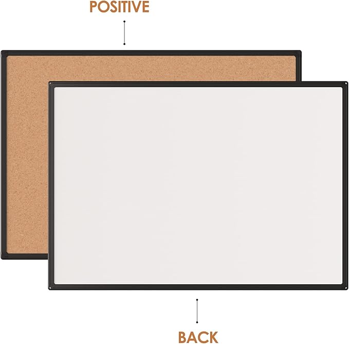 Board2by 2-Pack Cork Board Bulletin Board 20 x 30, Black Aluminium Framed Corkboard, Office Board for Wall Cork, Large Wall Mounted Notice Pin Board with 32 Push Pins for School, Home & Office