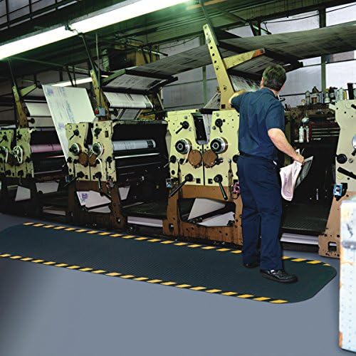 American Floor Mats Hog Heaven Premium 7/8" Black & Yellow Border 3' x 5' Nitrile Backed Anti-Fatigue Comfort Mat