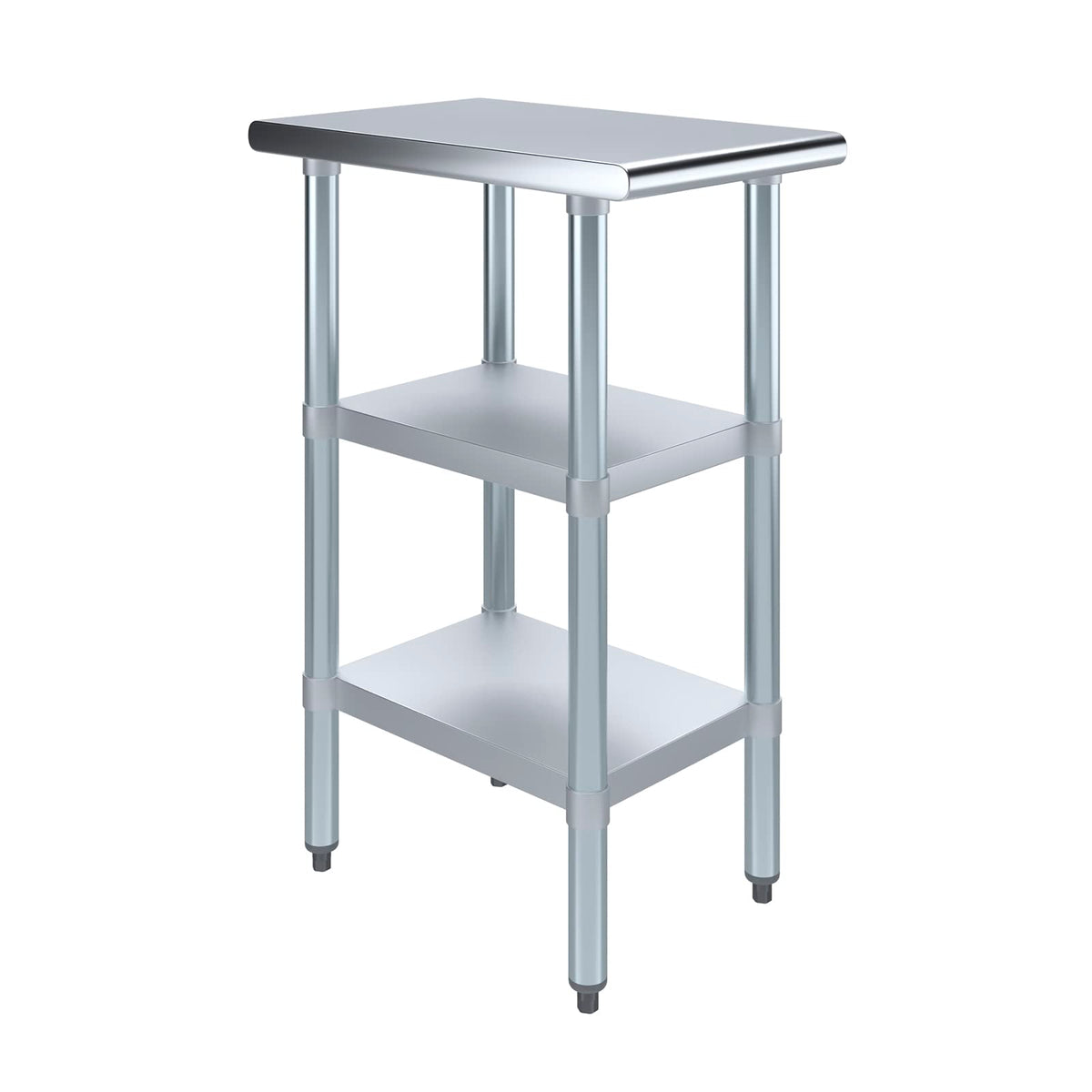 Stainless Steel Work Table with 2 Shelves | Metal Utility Table | Commercial & Residential NSF Utility (Stainless Steel Table with 2 Shelves, 15" Long x 24" Deep)