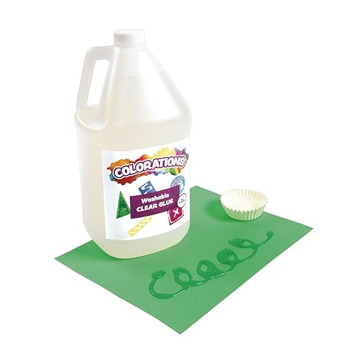 Colorations Washable Clear Glue, 1 Gallon, Dries Clear, Gluing, Crafts, School Glue, Home Glue, Office Glue, Craft Projects, Washable Glue, Non Toxic Glue, Homeschool, Home School Use
