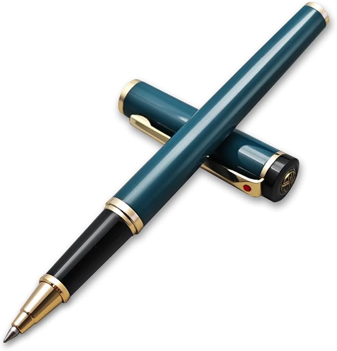 Luxury Ballpoint Pen, 24k Gold Trim, Best Rollerball Pen Gift Set for Men and Women, Perfect for Signature Executive Office, Beautiful Pen Gift Box, Writing and Drawing (Green)