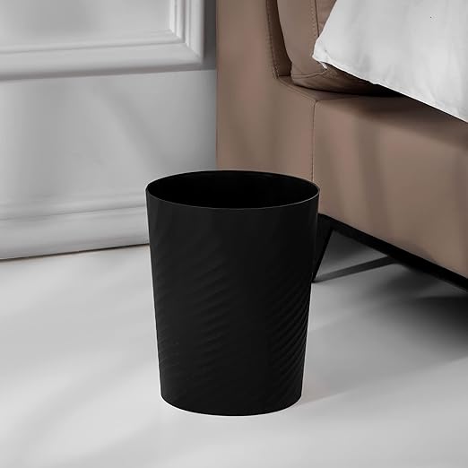 UUJOLY Plastic Small Trash Can Wastebasket, Garbage Container Basket for Bathrooms, Laundry Room, Kitchens, Offices, Kids Rooms, Dorms, 1.8 Gallon, Black, 3 Pack