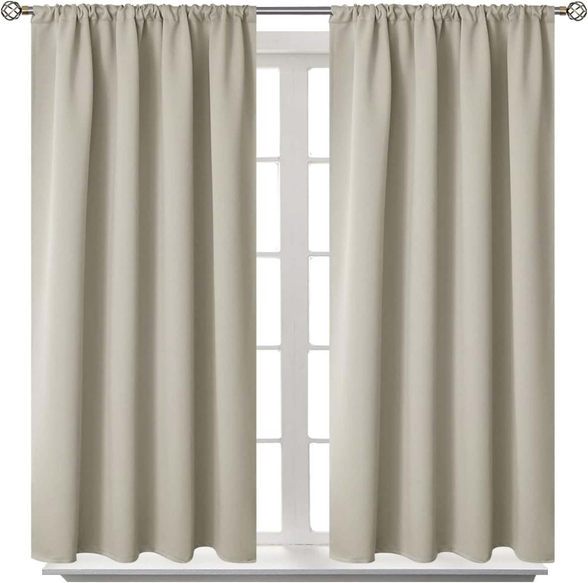 BGment Rod Pocket Blackout Curtains for Bedroom - Thermal Insulated Room Darkening Curtain for Living Room, Light Camel, 42 x 54 Inch, 2 Panels