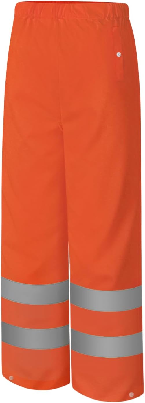 Rain Pants, High Visibility Safety Coat, Hi Vis Waterproof Work Pants, Lightweight Rain Gear for Outdoor Activities, Men Women, Orange P, L-XL