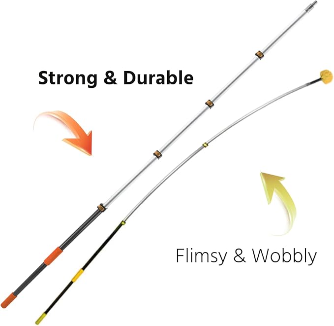 23 ft High Reach Cobweb Duster with Extension Pole, Spider Web Brush with Lightweight 5 Stage 4-16.5 ft Telescoping Pole, Soft Bristles Dusters for Outdoor Indoor Cleaning