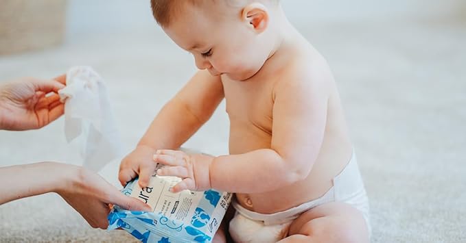 Pura Flushable Toddler Wipes 3 x 60 Wipes (180 Wipes), 100% Plastic Free, 99% Water, Hypoallergenic & Fragrance Free, Totally Chlorine Free, Kids Toilet Wipes, Potty Training