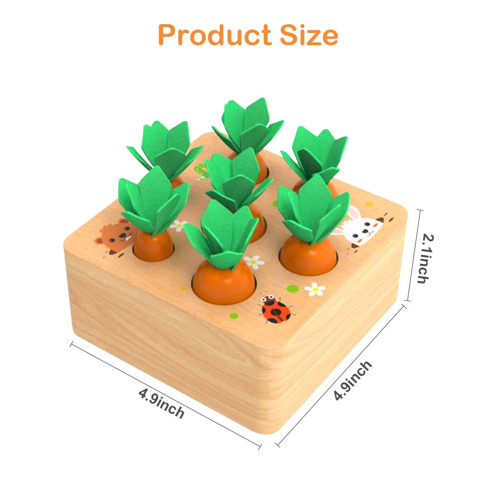 Montessoritoys for 1 Year Old, Wooden Toys Developmental Shape Sorting & Matching Puzzle Carrots Harvest Game, Birthday Gifts for Toddlers Babies Boys and Girls 6-12 Months Christmas