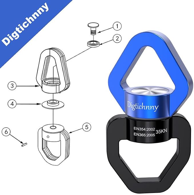Swing Swivel Heavy Duty,35KN Aluminium Alloy, Swing Spinner for Tree Swing, Aerial Dance, Children’s Swing, Hanging Hammock Outdoor Indoor (Black-Blue)