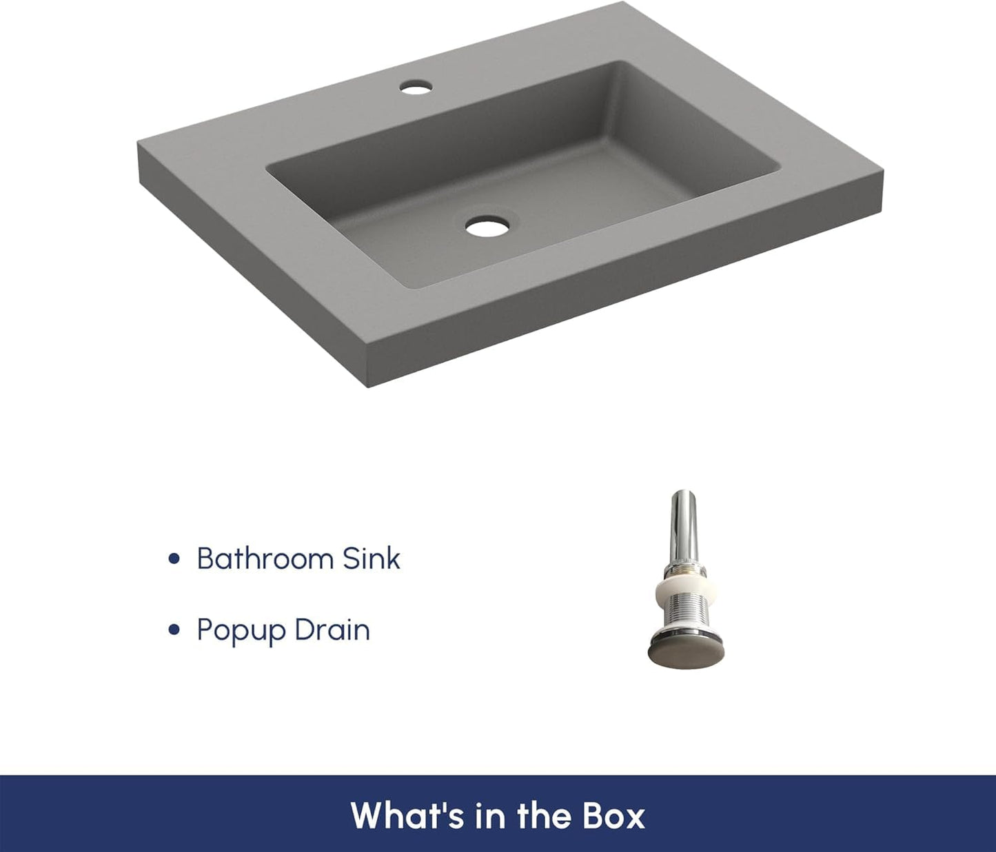 COGITIL Vessel Sink 23" Gray Concrete Drop in Bathroom Sink, Industrial Minimalist Design, Durable Cement Finish, Easy Above Mount Installation. Handcrafted Art Piece For Any Bathroom, Gray