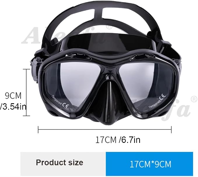 Hyperopia Diving Mask, +2.0 to +5.0 Farsighted Presbyopia Snorkel Mask, Tempered Glass Lens, Anti-Fog Leakproof Silicone Seal for Men Women Underwater Vision
