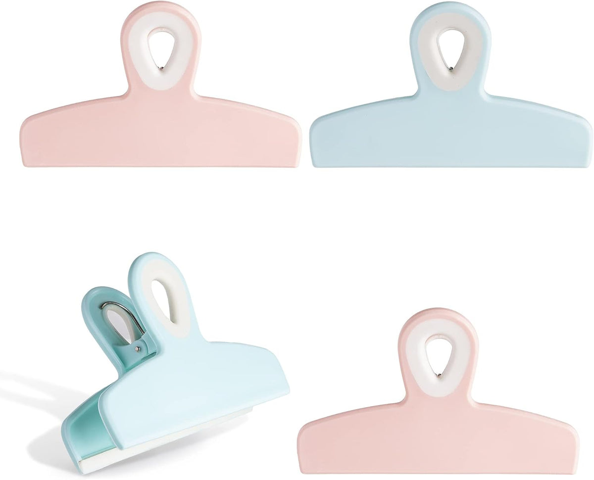 COOK WITH COLOR Bag Clips - Heavy Duty Chip Clip and Refrigerator Magnet Clips for Food Storage with Air Tight Seal Grip, Bright Colors, Pack of 4 Large Clips