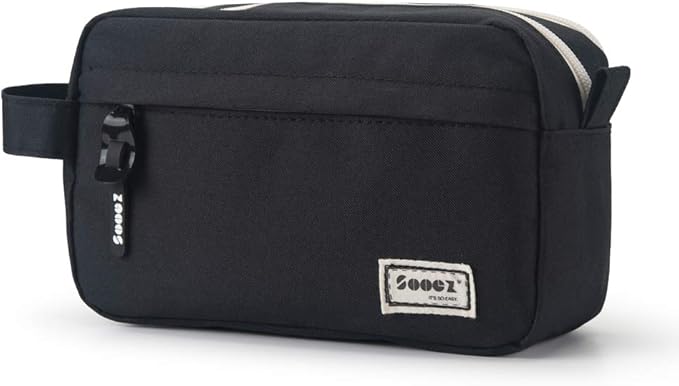 Sooez High Capacity Pencil Case, Big Pencil Bag Pouch Box Organizer Pen Case, Portable Journaling Supplies with Easy Grip Handle & Loop, Asthetic Supply for Girls Adults, Black