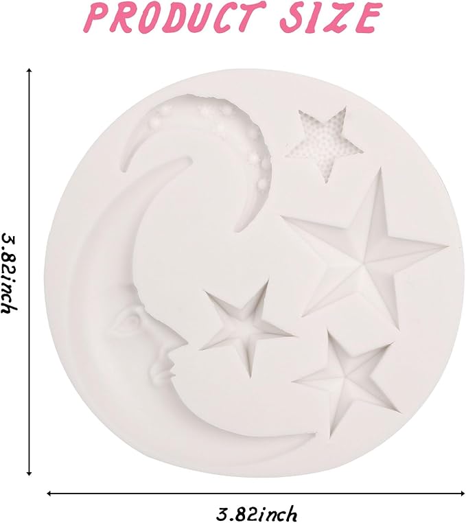 Moon Stars Silicone Fondant Molds Chocolate Candy Baking Molds for Gumpaste Sugarcraft Tool Cake Decorating Tools Epoxy Resin DIY Polymer Clay
