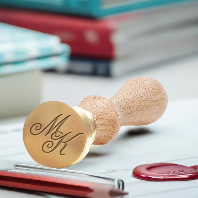Custom Monogram Wax Seal Stamp with Intertwined Initials for Personalized Letters and Wedding Invitations-Multiple Design Options-USA Handcrafted