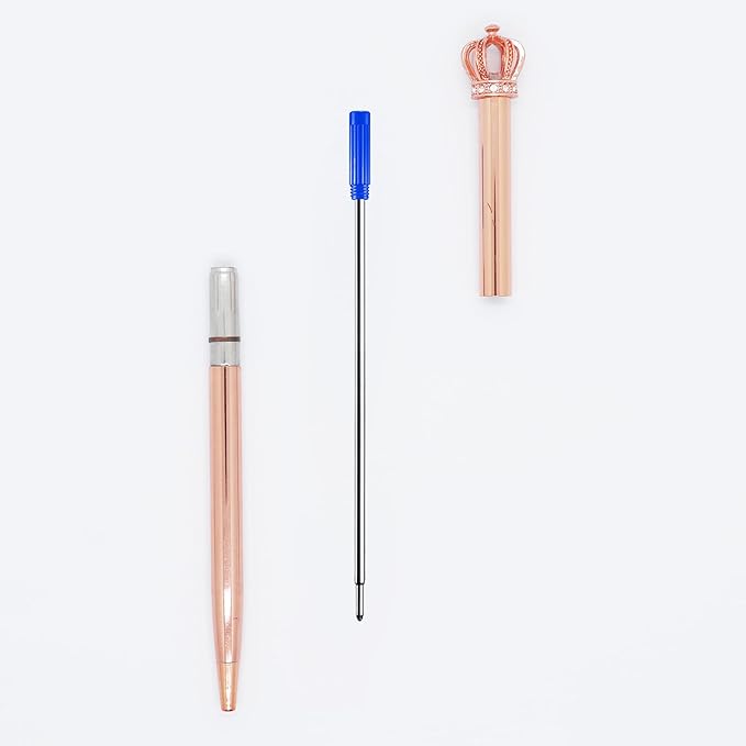 DunBong Blue Ink Refill Pack of 5, Replaceable Ballpoint Pen Refills, Medium Point Metal Refill (Blue)