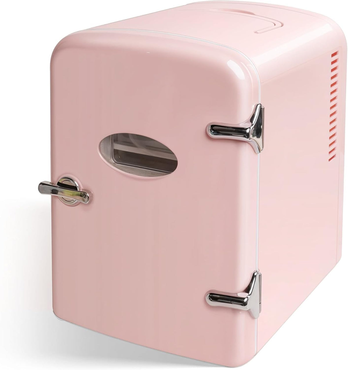 YSSOA 4L Mini Fridge with Observation Window, Portable Warmer & Cooler Six 12oz Cans Compact Refrigerator, 100% Eco Friendly and Freon-Free, Pink