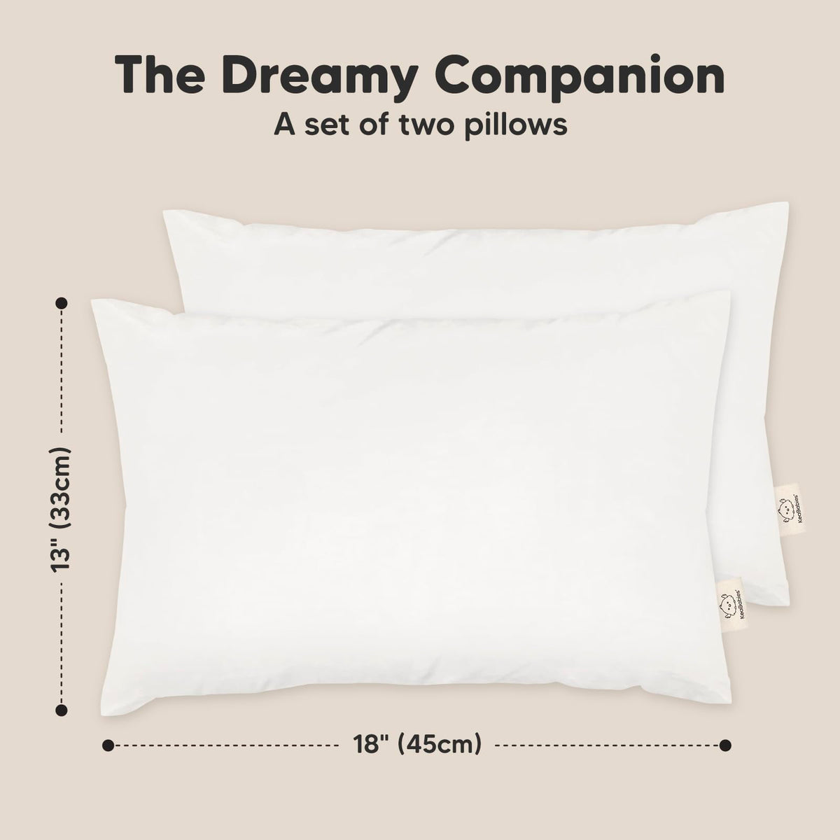 KeaBabies 2-Pack Toddler Pillow 13x18 - Soft Organic Cotton Kids Travel Bed Pillows for Sleeping, School, Nap, Machine Washable, Toddlers 2 to 5, Pillowcase Sold Separately (Soft White)
