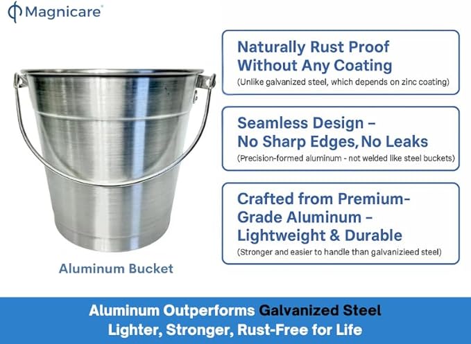 Aluminum Small Metal Bucket with Handle – Ideal Flower Bucket for Garden or Beer, Party, Ice | Buckets for Drinks, Storage, Decor – 1.5 Gallon Capacity