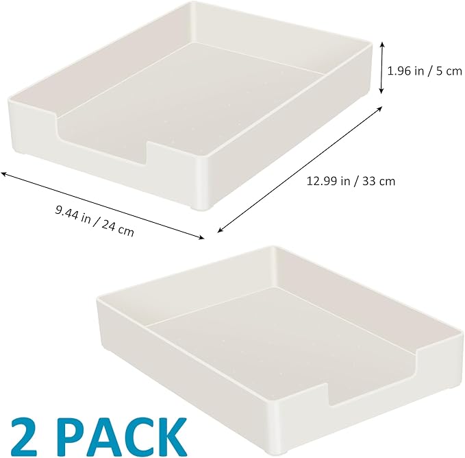 Letter Tray/Paper Tray Organizer for Desk/Stackable Letter Tray Paper Holder File Organizer for Office Supplies School Home Desk Accessories (White) 2Pcs